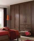 Bedroom wardrobe with Six Pack 3 Inch Hole Center Antique Copper Zinc Alloy Cabinet Pulls installed, modern and elegant design.