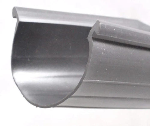 Close-up of Heavy Duty Garage Door Bottom Seal Strip For Single Slot Channel Rubber Weather Seal 18 Foot Length, showing black vinyl material.