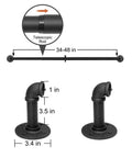 Industrial Blackout Curtain Rod For 34-48 Inch Windows, 1 Inch Diameter, Black, Telescopic with Mounting Brackets