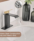 Matte Black Bathroom Faucet With Modern Waterfall Design, Single Hole Sink Faucet, Pop Up Drain, Overflow, Easy Install