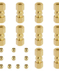 Taiidaues brass compression tube fittings set with 10 3/16 OD union connectors and 10 ferrule sleeves.