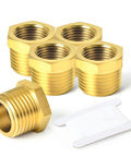Brass Pipe Fitting Reducer Kit One Inch NPT Male to Three Quarter Inch NPT Female Adapter Hex Bushing displayed on a white background