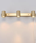 Three Light Plug-In Track Lighting In Matte Brass With Adjustable Heads, 15-Foot Cord, Pivoting Heads, Ceiling Or Wall Mount