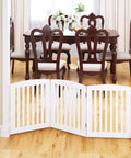Wooden Freestanding Foldable Pet Gate for Dogs 24 Inch High 3 Panels in doorway