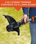 Person holding 40V Max String Trimmer And Lawn Edger With 13 Inch Cutting Swath And Far Reach For Easy Edging And Weed Removal