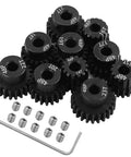 48P 3.175mm black steel pinion gear set for RC cars one eighth and one tenth scale 13T through 23T 32DP with screws and wrench