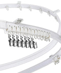 Bendable Ceiling Curtain Track System for Bay Windows and Room Dividers Flexible Curtain Rail Cut To Length White 9.8 Ft Easy DIY Install No Tools Required Ideal for Bunk Beds and Odd Shaped Windows, white plastic ceiling track with hooks and clips