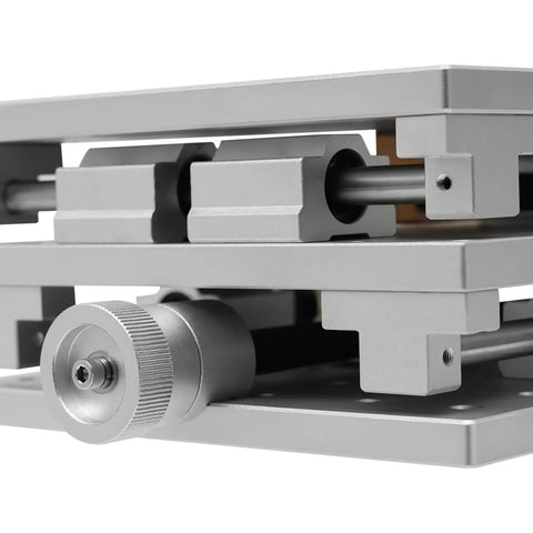 Close-up of Dual Axis Aluminum Workbench For Pro Grade Precision Laser Marking And Optical Lab Use With 2D Positioning Table