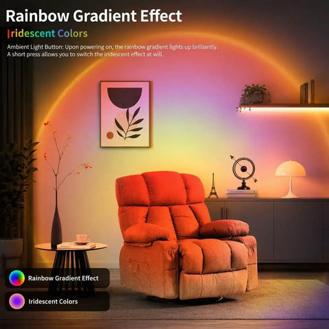 Motion Sensor Night Light With USB C Rechargeable RGB Wall Light for Hallways cast rainbow gradient in cozy living room