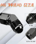 6AN 45 Degree Swivel Fitting Male To Female Aluminum Adapter For High Pressure Hose Lines 9/16-18 UNF Thread 37 Degree Flare CNC Machined 6061 T6 Leak Free Performance AN6 Fitting