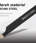 Close-up of 1/2 in shank indexable lathe turning tool with carbide insert on black steel shaft