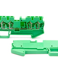 Ten Pack DIN Rail Terminal Block 4 Wire 2.5mm2 Spring Clamp Connector 300V ST 2.5 Quattro Green Heavy Duty product image