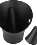 Built Tough Stainless Steel Coffee Knock Box With Non Slip Base And Deep Flared Opening Heavy Duty Espresso Percussion Bin angled view