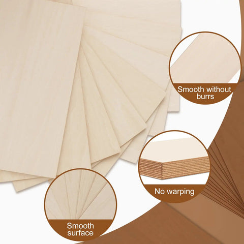 Pro Level Basswood Sheets 24 Pack 4X6X1/16 Inch Unfinished Wood For Laser Cutting And Engraving thin plywood boards, smooth and flat.