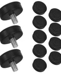 M10 Threaded Rubber Furniture Feet Pads Non Slip Anti Vibration Protectors 12 Pack with Carbon Steel Screws in black