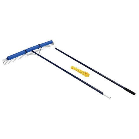 Floating Lake Weed Rake With 11 Foot Extension Handle And 50 Foot Rope 48 Inch Wide Debris Retriever shown disassembled
