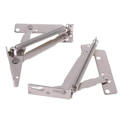 Heavy Duty 80 Degree Sprung Cabinet Door Hinges 2 Piece Set For Lift Up Flap Doors No Fuss Easy Install Stainless Steel Silver Finish Rustproof