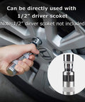 Impact Driver Set 26 Pcs With One Half And Three Eighths Drive Reversible Manual Extractor Kit in use on car wheel