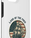 Patriotic iPhone 14 Case With USA Flag And Retro Sailboat Design, All American Fourth Of July Style, Merica Vibes, Rugged Protective Cover