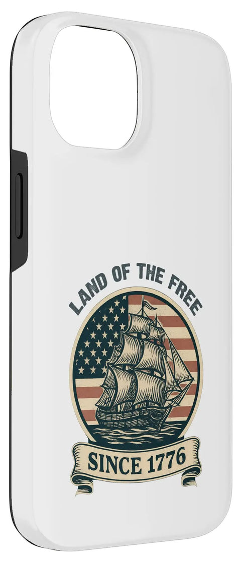 Patriotic iPhone 14 Case With USA Flag And Retro Sailboat Design, All American Fourth Of July Style, Merica Vibes, Rugged Protective Cover