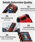 Rugged Seven In One Wall Scanner Stud Finder With Integrated Laser Distance Meter and Smart Electronic Detector showcasing wear-resistant anti-scratch pad.