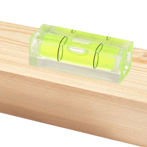 Pocket Spirit Level - Horizontal Mini Level Bubbles, Portable Spirit Levels on a wooden surface with bright green bubble indicators.
