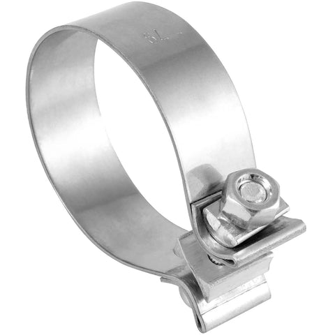Six Pack 3 Inch Stainless Steel Exhaust Clamp For Butt Joint Pipes, side view, heavy duty, silver finish, galvanized surface