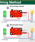 Wiring method for 9PCS SPDT Momentary Limit Switch With Roller Lever Arm For Industrial Automation And Mechanical Equipment 15A 125/250VAC 3 Pin 1NO 1NC Model V-156-1C25 Compact Workhorse Switch -25C To 85C