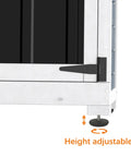 Height adjustable corner of Backyard Outdoor Storage Cabinet Made From Wood And Metal Garden Shed With Weatherproof Roof And Lockable Doors 66 Inch Wide