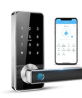 5 In 1 Smart Lever Door Lock With Keypad Biometric Fingerprint Bluetooth App RFID Card And Mechanical Key Keyless Entry