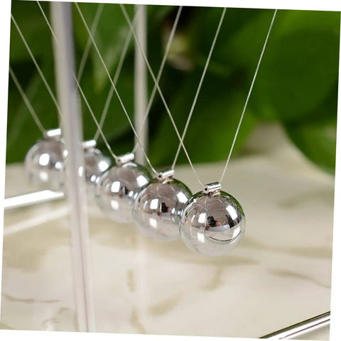 Newton's Cradle Pendulum Desk Toy Square Desktop Decor For Home Or Office Stress Relief Gadget With Five Metal Balls Classic