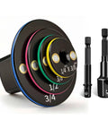 Industrial Heavy Duty Impact Socket Adapter Set For Drill with color-coded adapters and two separate socket adapters.