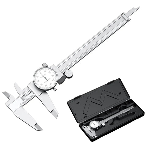 Two Way Shockproof Dial Caliper 0-6 Inch Range With 0.001 Inch Resolution, Precision Caliper in Plastic Case