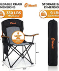 Oversized Padded Camping Chairs Set Of Two With Armrests Super Comfy Heavy Duty Quad Fold Chairs with dimensions and storage bag