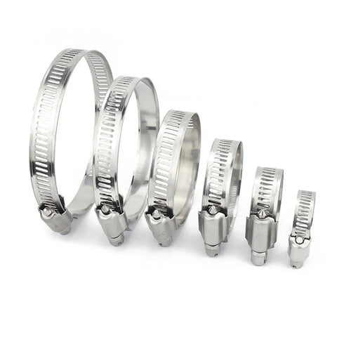 Straight Up 304 Stainless Steel Hose Clamps Adjustable Worm Drive Pipe Clips Corrosion Resistant Plumbing Gear For Water Lines And Shop Rigs Solid Grip Span Forty Sixty Three Millimeters