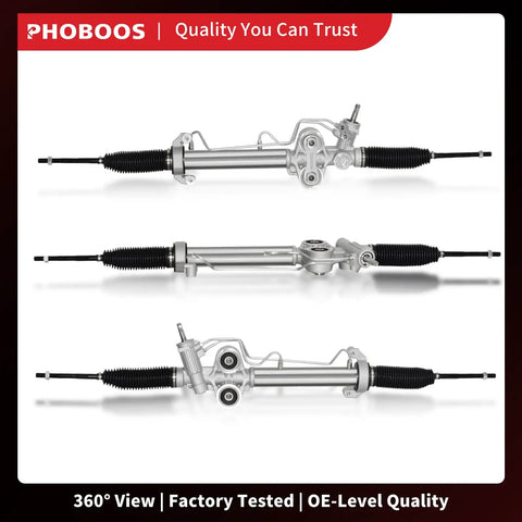 Hydraulic Power Steering Rack And Pinion Assembly For Chevy Silverado 1500 And GMC Sierra 1500 2007 To 2013 Direct Fit New Unit Ref 22 1036 Does Not Fit Hybrid, front and side views.