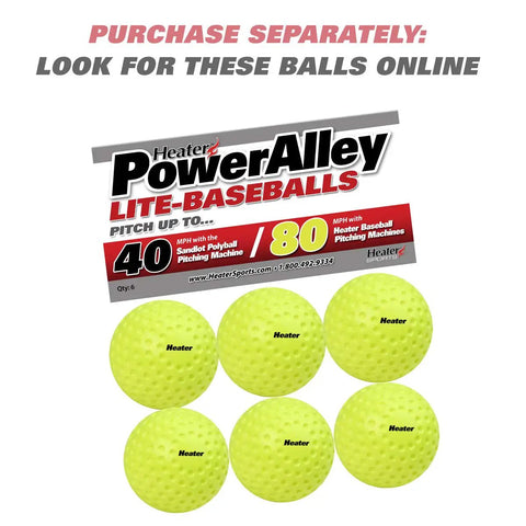 Heater PowerAlley Lite-Baseballs for Sandlot Four In One Home Batting Cage For Backyard Baseball Practice With Forty MPH Pitches