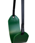 Green Zip Line Swing Seat with Nylon and Powder Coated Alloy Steel Build, 250 Pound Weight Limit, 40 Inch Height, Front View