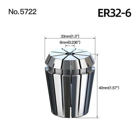 High Precision Spring Collet Set For CNC Milling And Lathe Tools Fits ER16 ER20 ER32 Chucks With Tough Steel Build, ER32-6 collet.