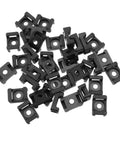 Heavy Duty Black Plastic Saddle Cable Tie Clips With Screw Fixing 100 Piece Kit for organized wiring and tidy setups.