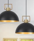 Matte Black Farmhouse Pendant Light 2 Pack Adjustable Height Vintage Industrial Ceiling Lighting For Kitchen Island Hallway Dining Room Dome Chandelier Modern Pendant Lighting 12 Inches