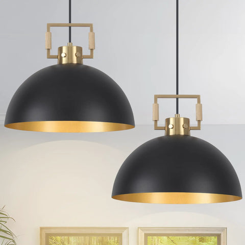Matte Black Farmhouse Pendant Light 2 Pack Adjustable Height Vintage Industrial Ceiling Lighting For Kitchen Island Hallway Dining Room Dome Chandelier Modern Pendant Lighting 12 Inches