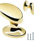 4 Pack Polished Brass Cabinet Knobs Set Solid Zinc Alloy Pulls For Dresser Drawers Kitchen Cupboards And Bathroom Furniture Hardware 30mm Length 20mm Width 30mm Projection Includes Two Screw Sizes Indivitually Bagged