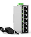 Rugged Industrial 4 Port Full Gigabit PoE Switch With 60W UL Power Supply 2 Gigabit Uplink Ports DIN Rail Mount 6 Port PoE Switch