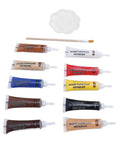 10 Color Wood Furniture Repair Kit with 20ml putty tubes for quick cabinet touch ups, DIY home restoration; brush and palette included.