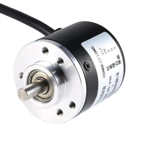Front view of Incremental Rotary Encoder 600P/R 2-Phase Magnetic With AB Output Wide 5V To 24V Power Range 6mm Shaft 1.5m Cable