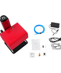 Kickass Pneumatic Dot Peen Marking Machine With Computer Controlled Operation and 200X130 Millimeter Marking Zone components, including red unit, accessories, and instructions.