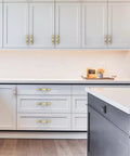 Modern kitchen cabinets with Brushed Gold Cabinet Pulls Set With 3 Inch Hole Center Spacing 76mm Kitchen Cabinet Handles.