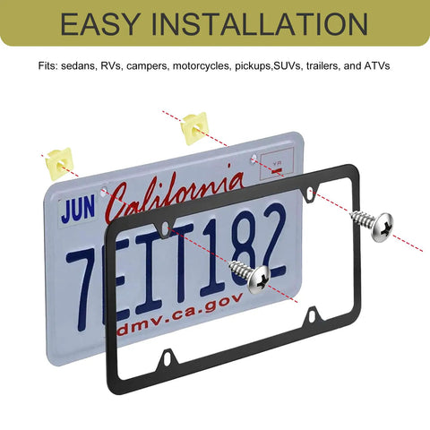 Top Shelf Heavy Duty License Plate Fastener Kit Featuring 20 Pcs Rust Resistant Stainless Steel Screws And No Sweat Nylon Screw Inserts Universal Car Truck Mount with easy installation.