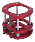 Badass 4 Jaw Router Lift Base featuring rust resistant aluminum alloy body, precision lifting mechanism, and stainless steel support rods.
